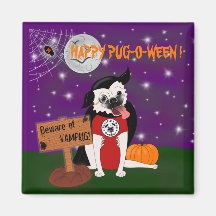 Vampug: Vampire Pug Halloween-kylskåp, magnet