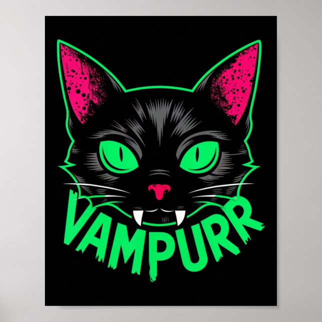 Vampurr Cat Vampire Kattunge Halloween Cats Spooky Poster (Framsidan)