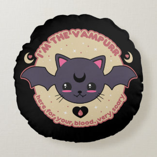 Vampurr Creepy Cute Halloween Rund Kudde