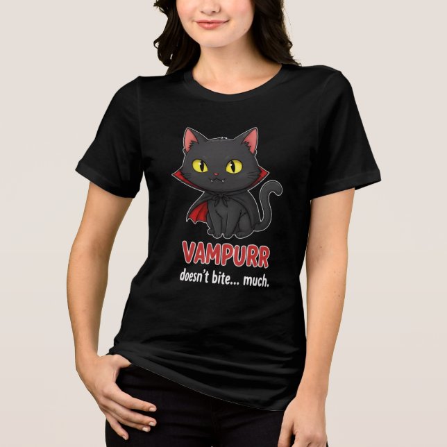 Vampurr doesn’t bite… much, funny cat t shirt (Framsida)