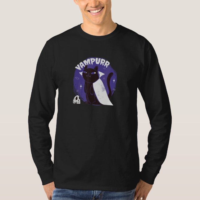 Vampurr     Halloween Cat T Shirt (Framsida)