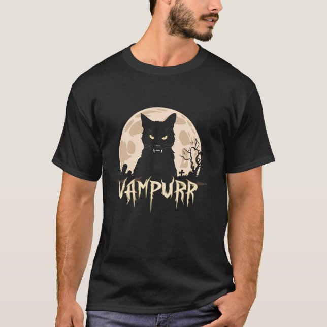 Vampurr Katt Skum Ryslig Söt Halloween Tröja Cree (Framsida)