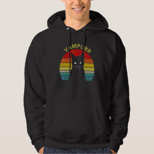 Vampurr Katt Vampyr Tänder Katt Halloween Kostym V Hoodie