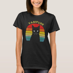 Vampurr Katt Vampyr Tänder Katt Halloween Kostym V T Shirt