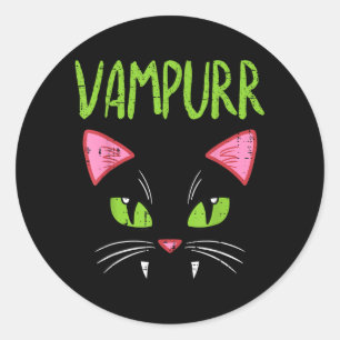 Vampurr Vampyr Katt Roligt Halloween Kostym Kvinno Runt Klistermärke