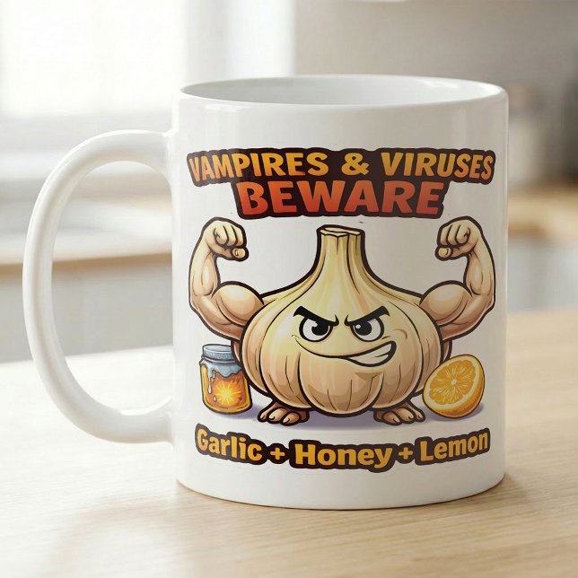 Vampvirus Var försiktig Vitlök Honung Citron Influ Kaffemugg (Skapare uppladdad)