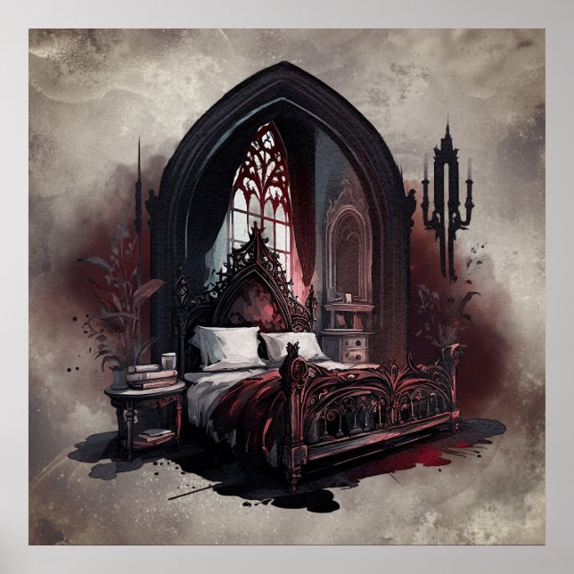 Vampy Boudoir | Gothic Red Victorian Bedroom Suite Poster (Framsidan)