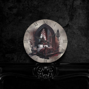 Vampy Boudoir   Gothic Red Victorian Bedroom Suite Rund Klocka