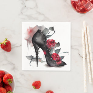 Vampy Spiked Stiletto Hög nivå Röd ros Mode Pappersservett