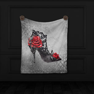 Vampy Vogue Grunge Stiletto Snöre Bootie Ro Fleecefilt