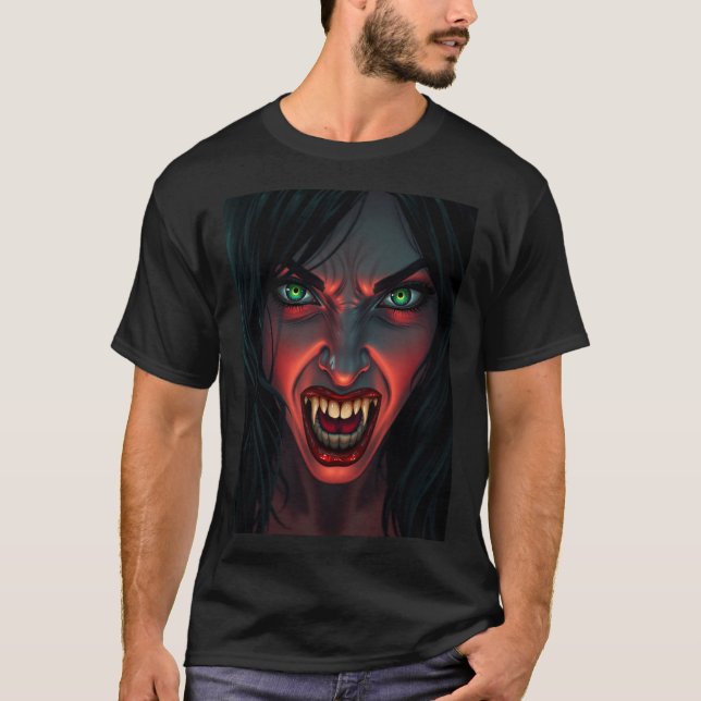 Vampyerkvinna halloween costume party t shirt (Framsida)