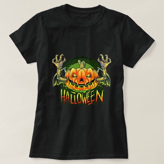 vampyr fladdermus med halloween pumphuvud t shirt (Design framsida)