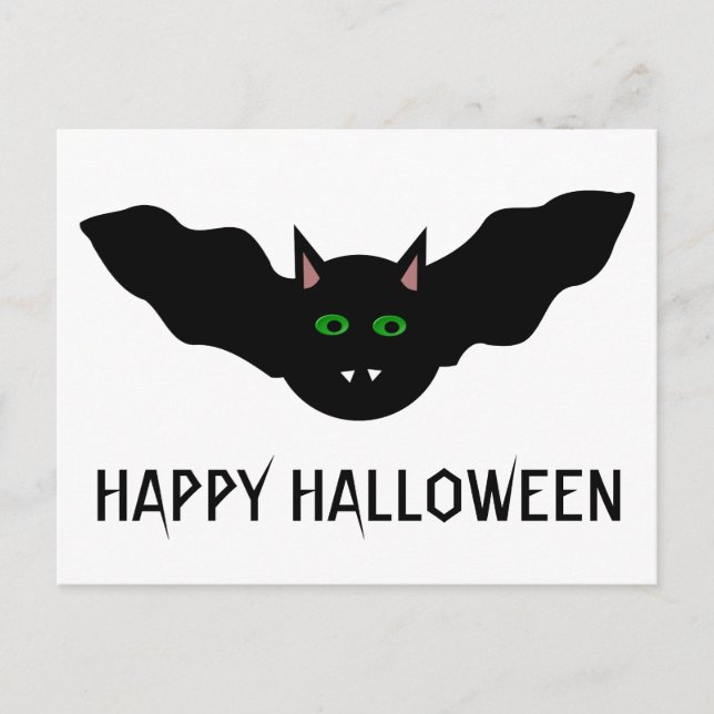 Vampyr Fladdermus Med Kattansikte Halloween Postko Vykort (Framsida)