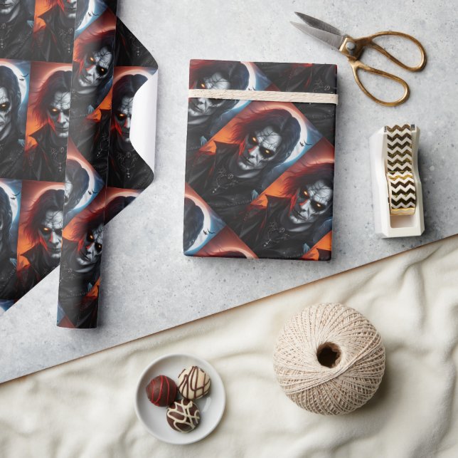 Vampyr gotisk skräck pappersinslagning mörk Hallow Presentpapper (Hantverk)