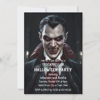 Vampyr Halloween-fest Invitation Gothic Dracula Inbjudningar