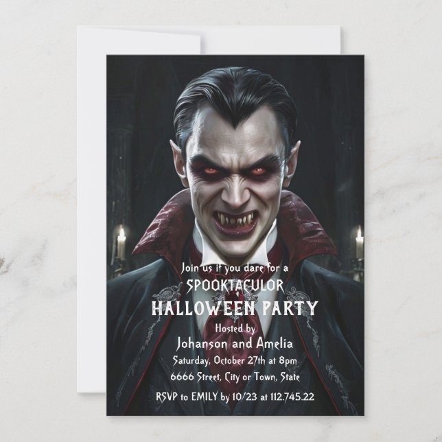 Vampyr Halloween-fest Invitation Gothic Dracula  Inbjudningar (Framsida)