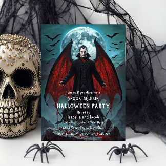 Vampyr Halloween-fest Invitation Gothic fladdermus Inbjudningar