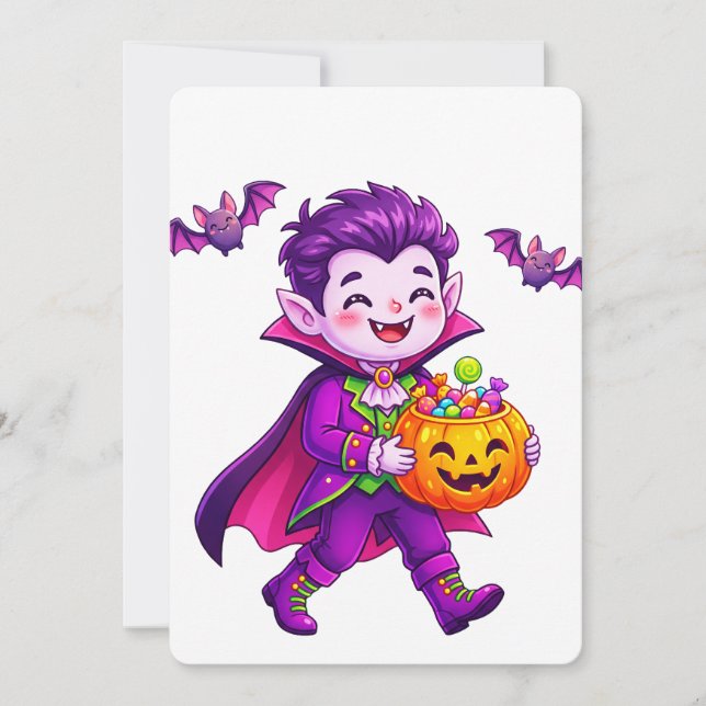 Vampyr Halloween Godisbehållare Inbjudningar (Framsida)