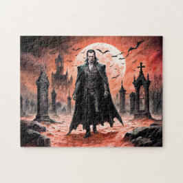 Vampyr i månbelyst kyrkogård pussel