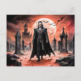 Vampyr i månbelyst kyrkogård vykort