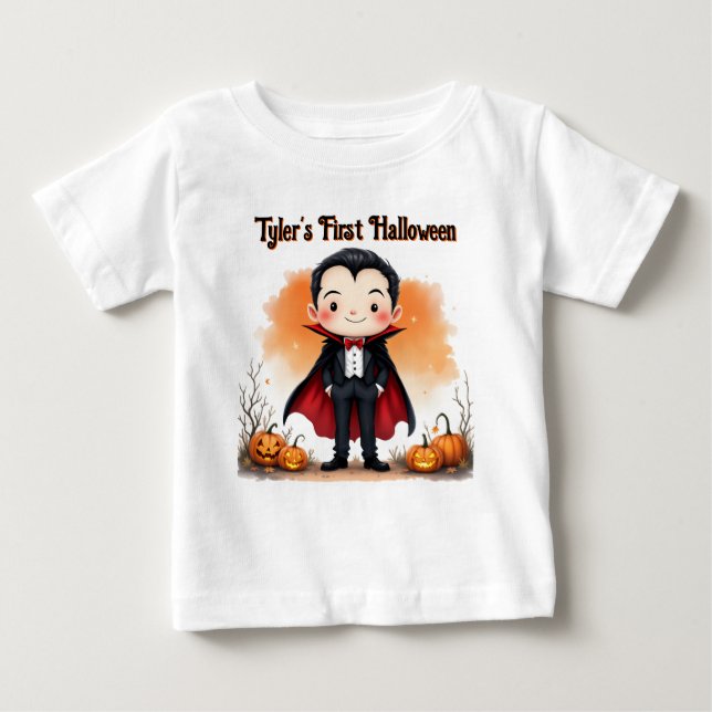 Vampyr Inte Så Läskig Första Halloween T Shirt (Framsida)