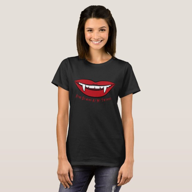 Vampyr läppar Rollig gotisk T Shirt (Hel framsida)