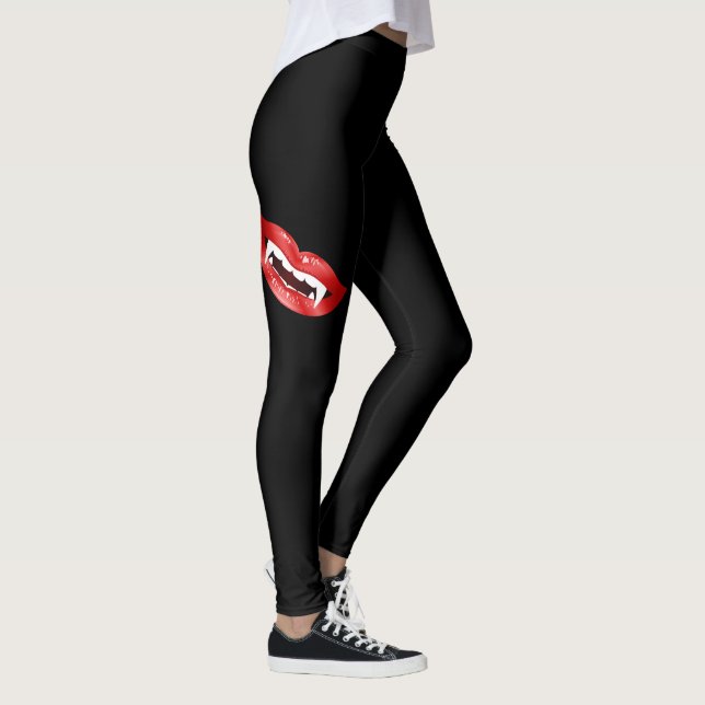 Vampyr Mun Med Röda Läppar På Svart Leggings (Höger)