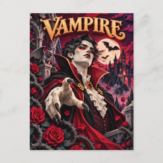 Vampyr, pappersklippt monster vykort (Framsida)