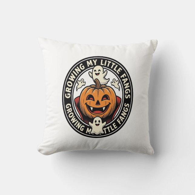 Vampyr Pumpa Märke Växande Mina Små Hörntänder_1 Kudde (Framsida)