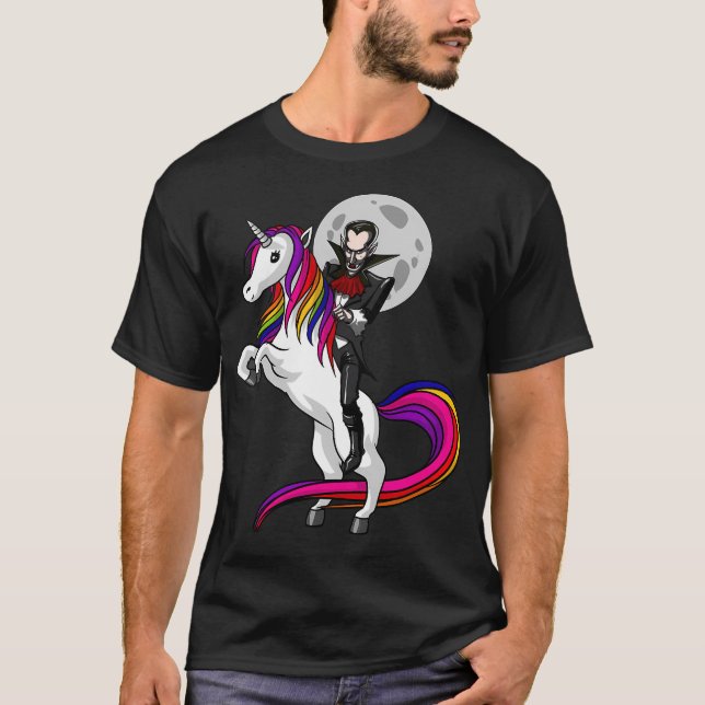 Vampyr ridande enhörning t shirt (Framsida)
