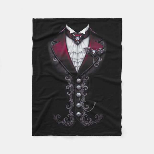 Vampyr Smoking Kostym Rolig Halloween Kostym Fleecefilt (Framsidan)