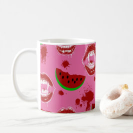 Vampyr som äter vattenmelon Summerween-fest Rosa Kaffemugg