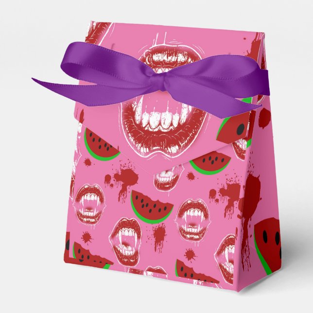 Vampyr som äter vattenmelon Summerween-fest Rosa  Presentaskar (Framsidan Sidan)