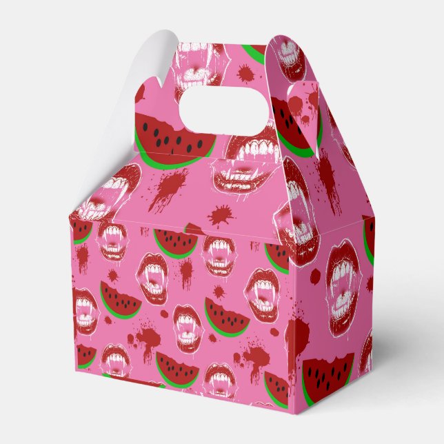 Vampyr som äter vattenmelon Summerween-fest Rosa  Presentaskar (Framsidan Sidan)