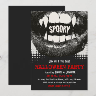 Vampyr Tand Skummlig Halloweenfest Blodröd Inbjudningar
