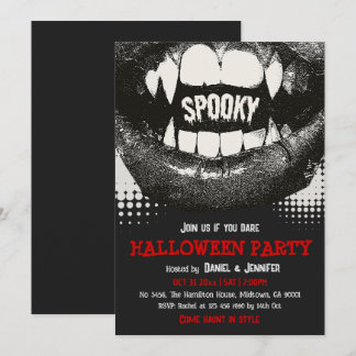 Vampyr Tand Skummlig Halloweenfest Blodröd Inbjudningar
