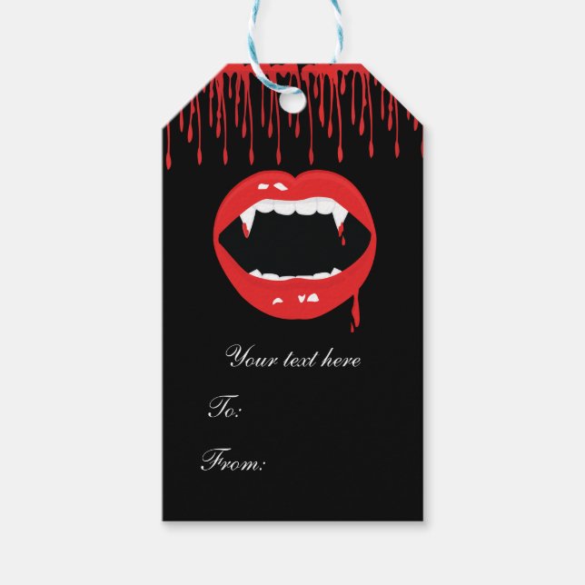 Vampyr Tänder Blod Dracula Halloween Party Favor Presentetikett (Framsidan)