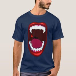 Vampyr Tänder Skräckshow Demon Hörntänder Röd Lila Tee Shirt