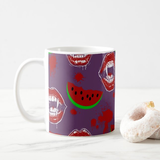 Vampyr & Vattenmelon Kuslig Summerween Lila Kaffemugg (Med munk)