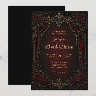 Vampyr Vintage Gotisk Sweet 16 Inbjudningar