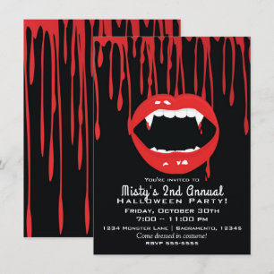 Vampyrbett och Blod Dracula Halloween-inbjudan Inbjudningar