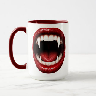 Vampyrbett Röda Läppar Öppen Mun Halloween Mugg
