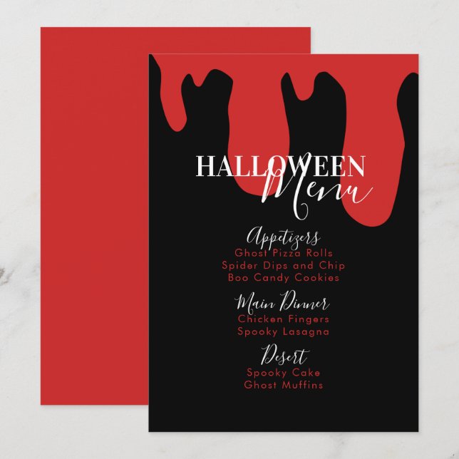 Vampyrblod Halloween Födelsedagsfestmeny Julkort (Fram/baksida)
