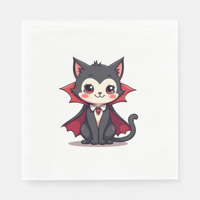 Vampyre Cat - Cute Halloween Pet Tee Pappersservett (Framsidan)