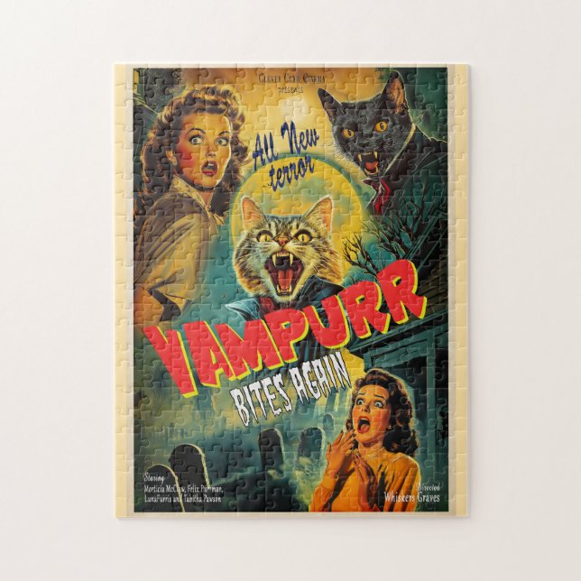 Vampyre cat - retro horror poster pussel (Vertikal)
