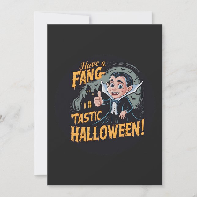 Vampyre Funny har en Fang-Tastic Halloween Inbjudningar (Framsida)