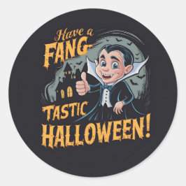 Vampyre Funny har en Fang-Tastic Halloween Runt Klistermärke