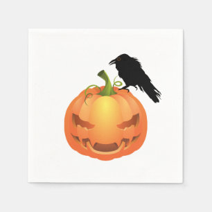Vampyre Jack o'lantern med Raven Pappersservett