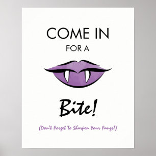 Vampyre Läppar Goth Halloween fest Välkomstecken Poster