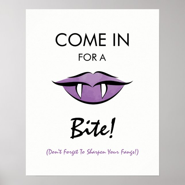 Vampyre Läppar Goth Halloween fest Välkomstecken Poster (Framsidan)